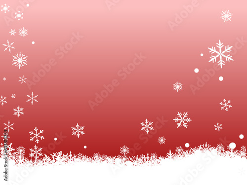 Border of snowflakes on  a red background