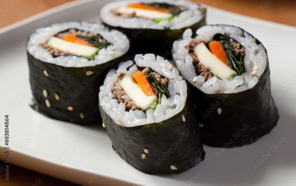 Korean Kimbap created with Generative AI technology Korean Kimbap created with Generative AI technology