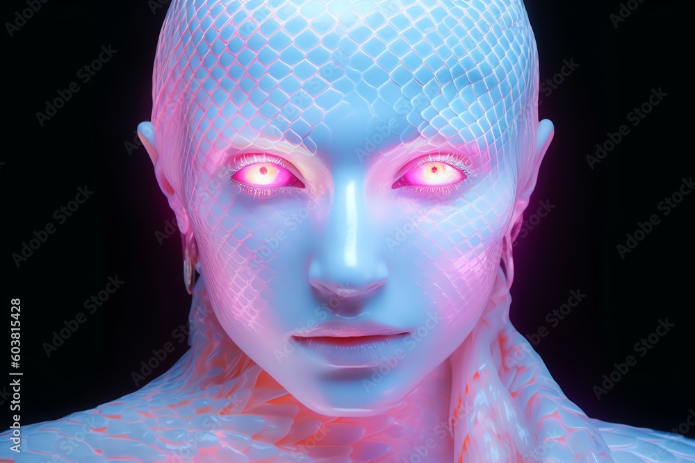 portrait of a female white snake, generative ai portrait of a female white snake, generative ai