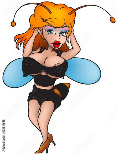 Sexy-Wasp - Highly detailed and coloured cartoon vector illustration.