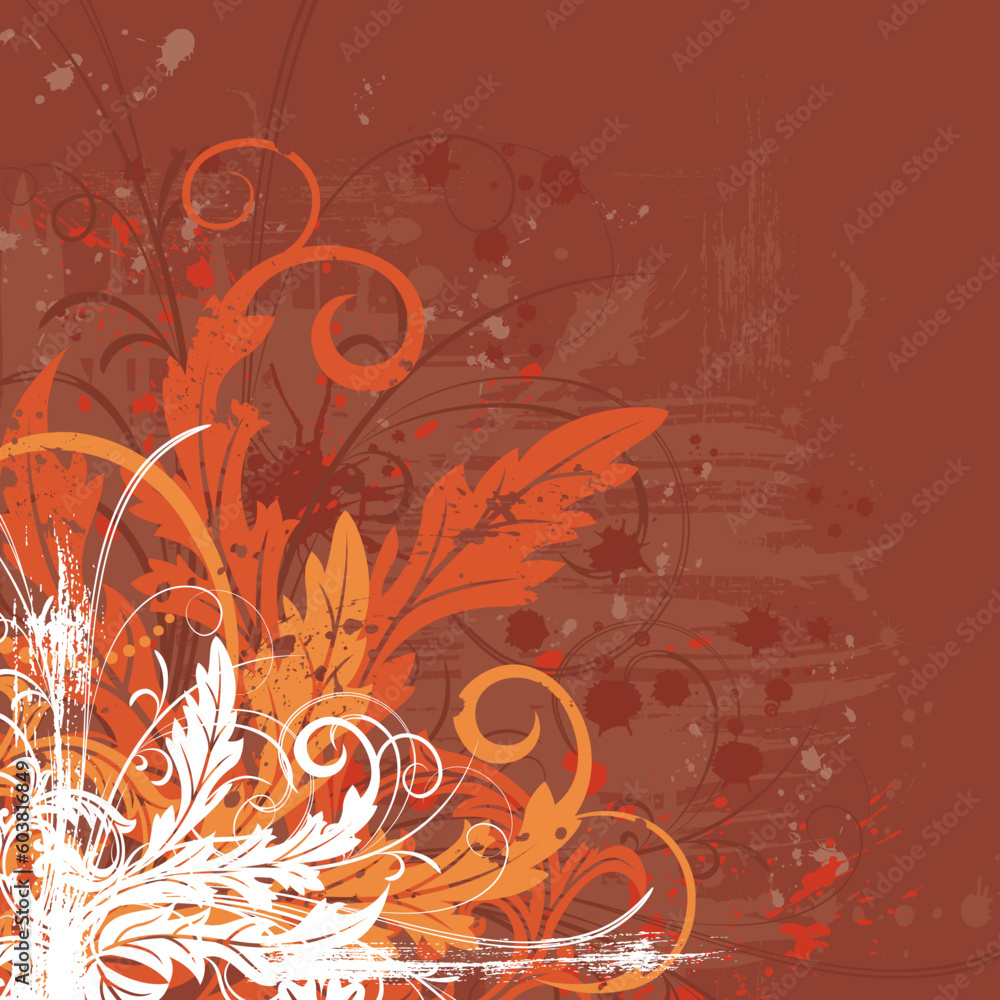 Grunge paint floral chaos, element for design, vector illustration