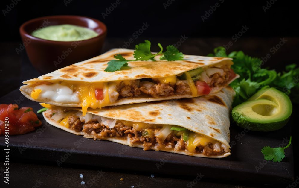 Mexican Quesadilla created with Generative AI technology Mexican Quesadilla created with Generative AI technology