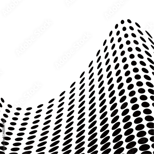 Abstract halftone wave in black and white - vector