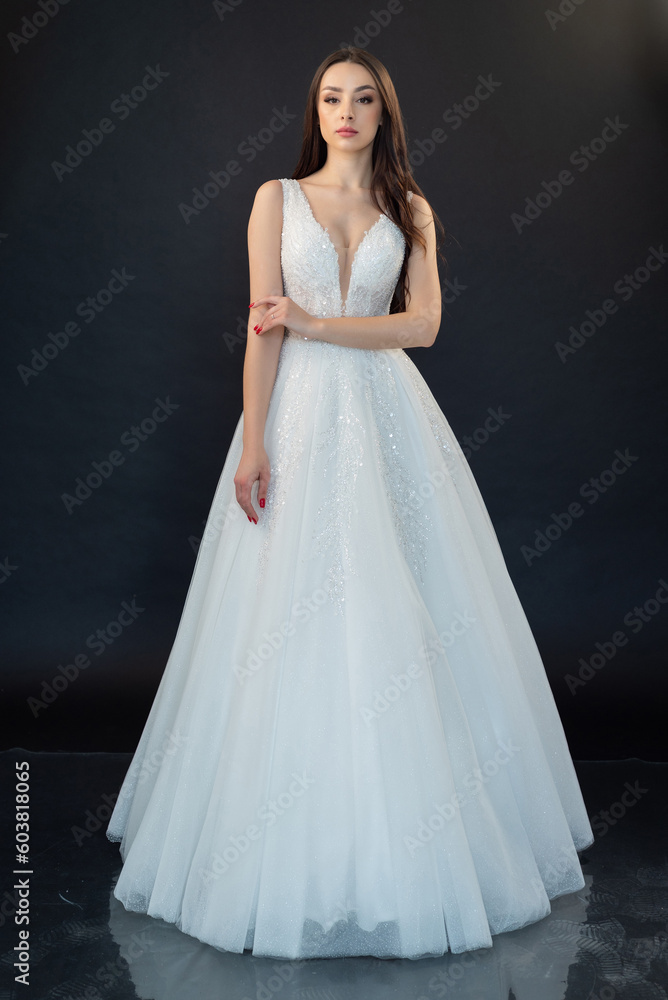 Stylish fashion woman bride wedding dress