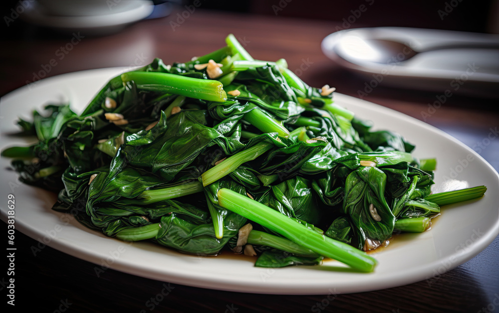 stir fried green vegetable created with Generative AI technology stir fried green vegetable created with Generative AI technology