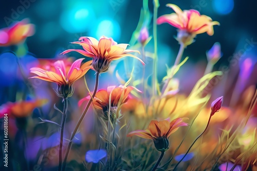 colorful summer meadow, ai generative
