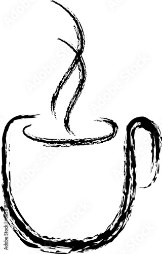 Paint of a coffee cup with hot smoke