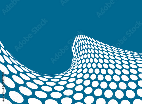 Wave green illustrated background made out of white dots