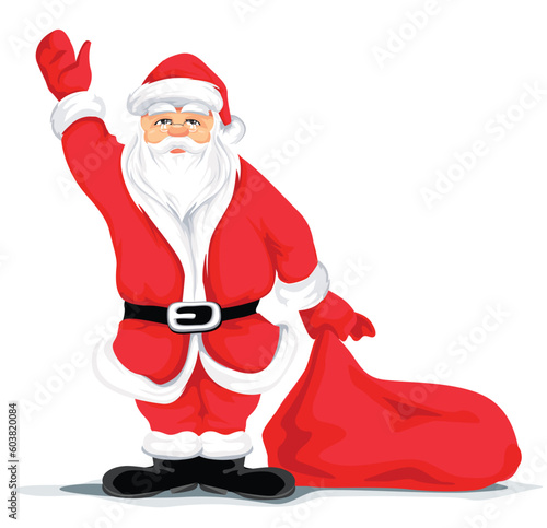 Christmas Santa with sack isolated with clipping path included vector illustration