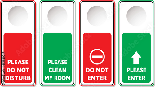 Collection of four do not disturb sign in green and red