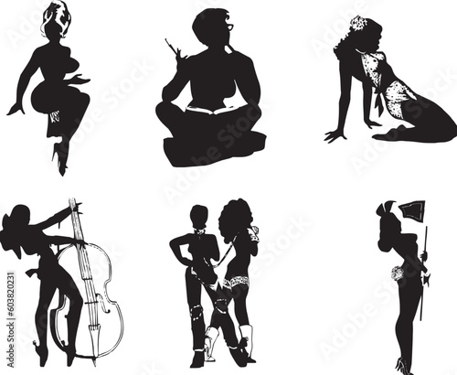 Illustration of sexy woman silhouettes