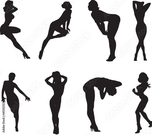 Illustration of sexy woman silhouettes