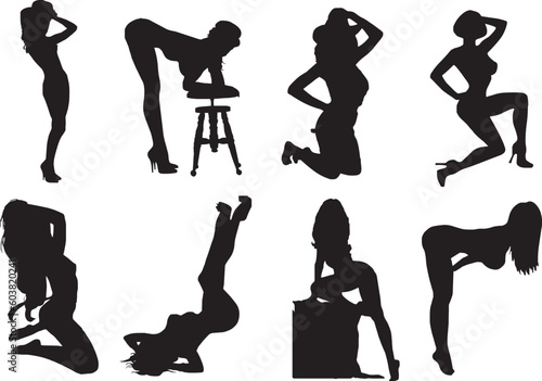 Illustration of sexy woman silhouettes