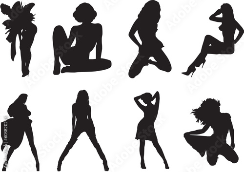 Illustration of sexy woman silhouettes