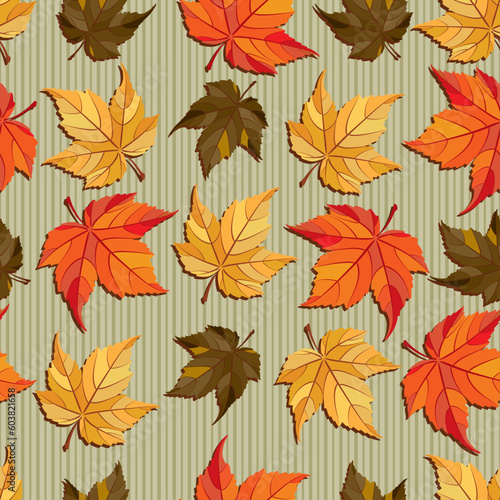 Vector seamless pattern - autumn leaves