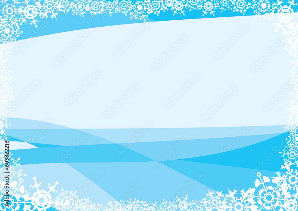 Snowflakes. A blue background for a card (letter). A vector illustration