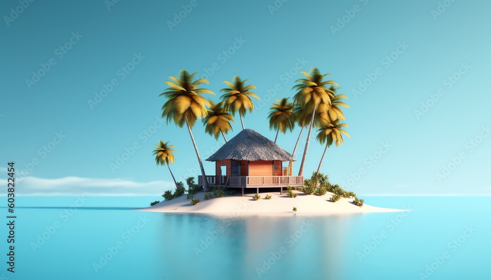 tropical island with palm trees and sea, ai generated tropical island with palm trees and sea, ai generated