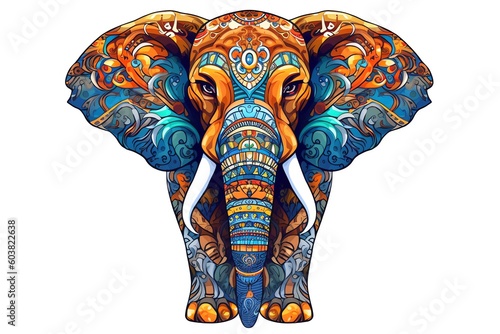 colorful elephant isolated on white background, generative ai