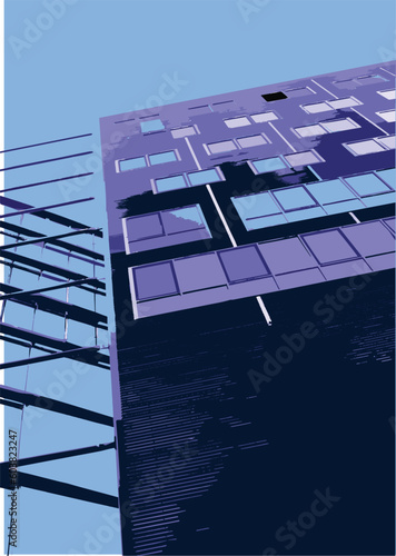 Vector  architectural elements            Vector City - office building near Potsdamer Platz, Berlin, Germany . Vector illustration.