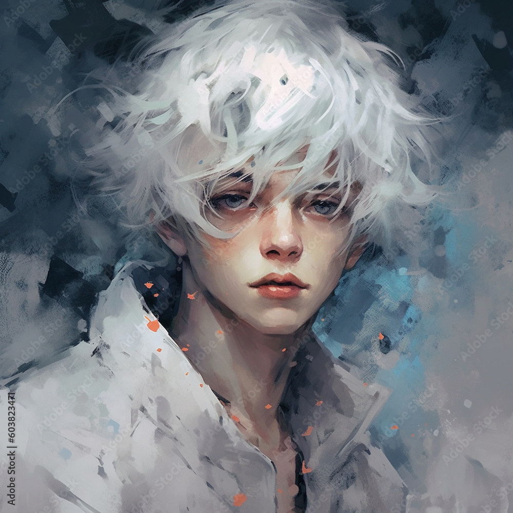 handsome anime guy with white hair handsome anime guy with white hair