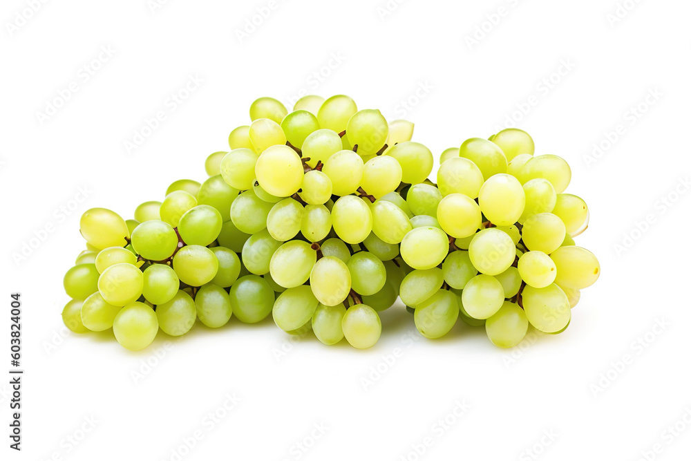 Whiite grapes dry bunch isolated on white background, generative ai. Whiite grapes dry bunch isolated on white background, generative ai.