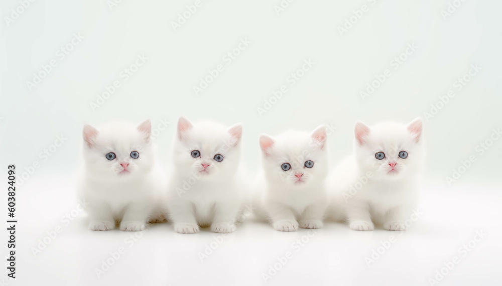 white kittens on a white. ai generative