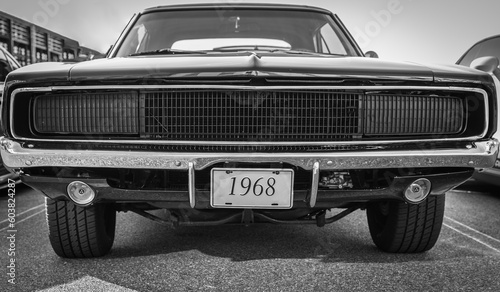 Black and white vintage car.