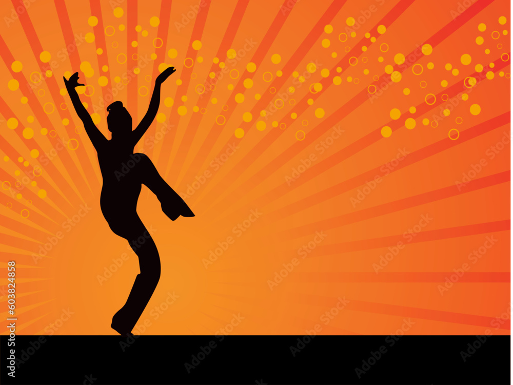 Disco dancing pose vector illustration background