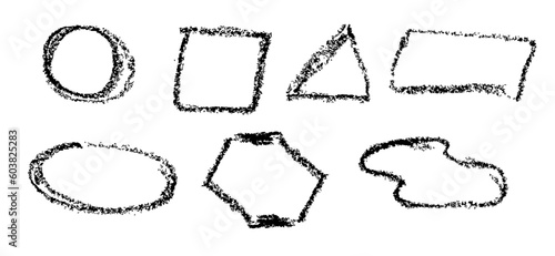 simple hand draw vector crayon sketch frame basic shape