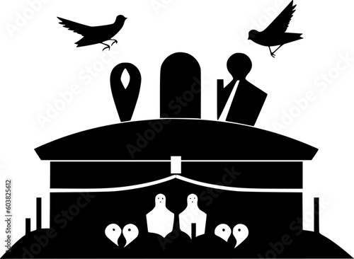Funeral | Black and White Vector illustration