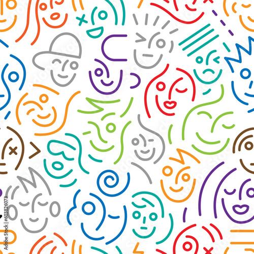 
faces of people - seamless vector background,design element