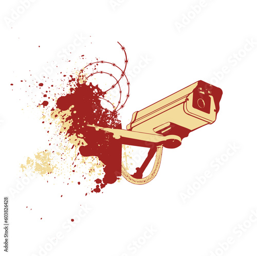 Vector line art of a wall-mounted surveillance camera.