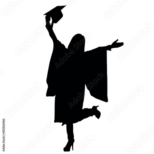 graduate with diploma, graduate, silhouette, woman, education, diploma, joy, happiness, study, student