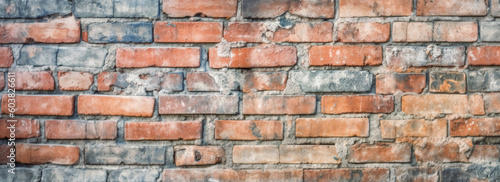 Old brick wall texture with plaster wallpaper  abandoned vintage brick wall. Generative Ai Illustration. 