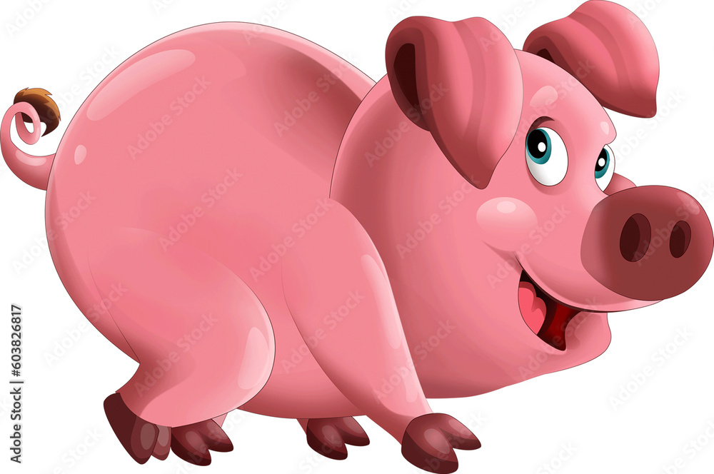 cheerful cartoon scene with happy farm pig smiling illustration for children cheerful cartoon scene with happy farm pig smiling illustration for children