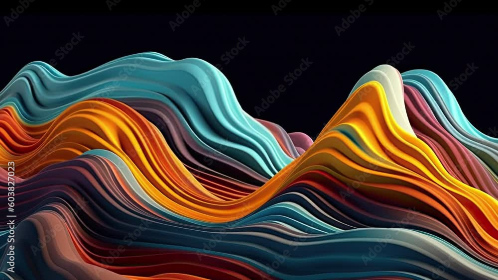 Moving random wavy texture motion video background, Psychedelic wavy animated abstract curved shapes