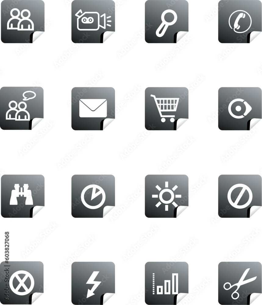Set vector buttons on white background with pictograms for web, wallpaper Set vector buttons on white background with pictograms for web, wallpaper