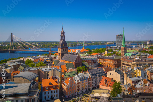 Panorama view from Riga cathedral on old town of Riga  Latvia