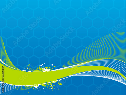Vector grunge wave on blue background, illustration
