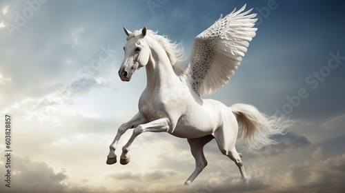 illustration, pegasus mythological horse, generative ai