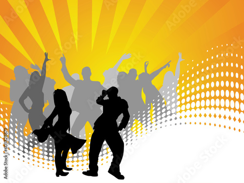 This is vector illustration of dancing people