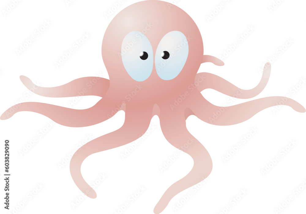 A vector illustration of a cute octopus cartoon character A vector illustration of a cute octopus cartoon character
