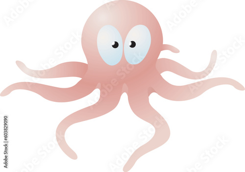 A vector illustration of a cute octopus cartoon character