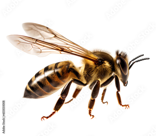 honeybee, isolated background. Generative Ai