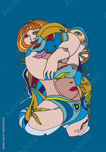 The beautiful girl - the stylized vector image. This image is a vector illustration and can be scaled to any size without loss of resolution. This image will download as a eps file. You will need a v