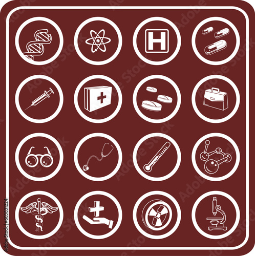 Medical and scientific icons.