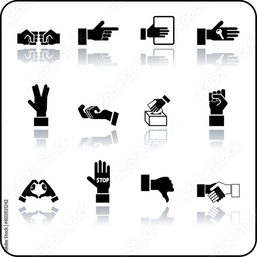 A hand elements icon set.