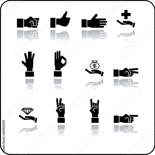A hand elements icon set.
