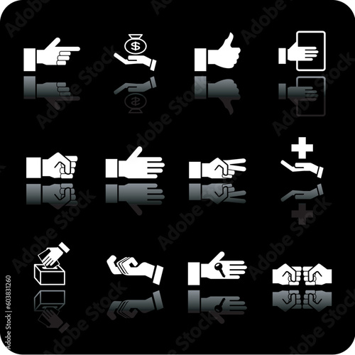 A hand elements icon set.