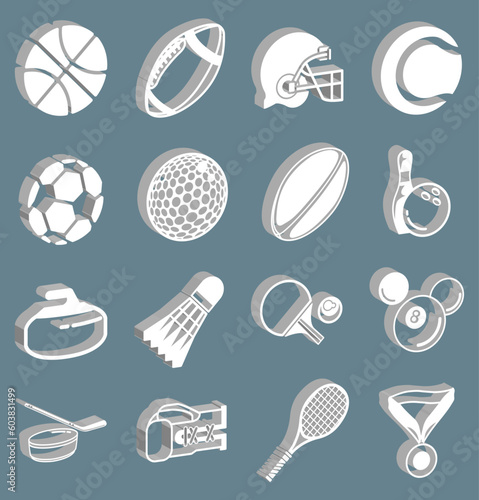 series of icons or design elements relating to sports